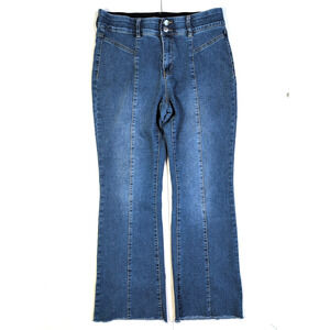 Indigo Poppy Womens Jeans Size 12 High Rise Flare Stretch Denim Tummy Control